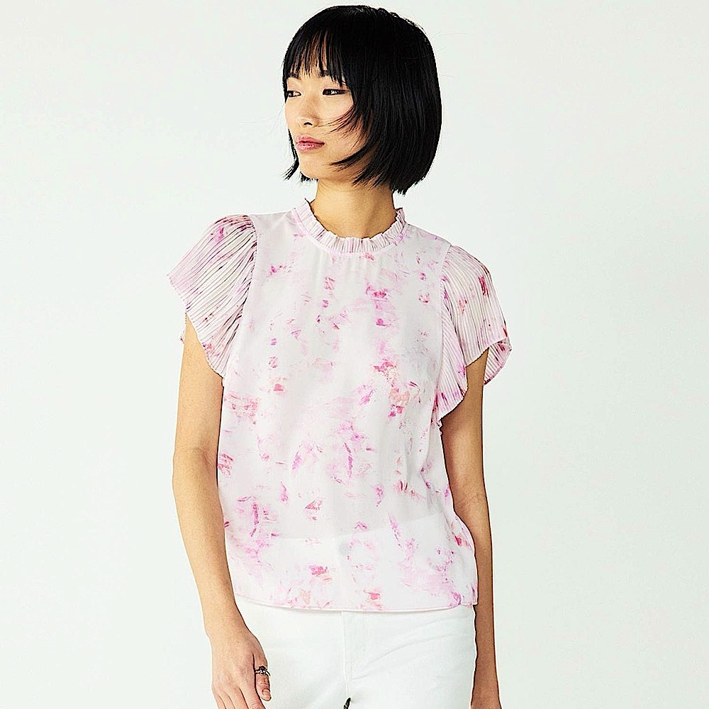 Nine West || Woman’s Pleated Short Sleeve Blouse size xl